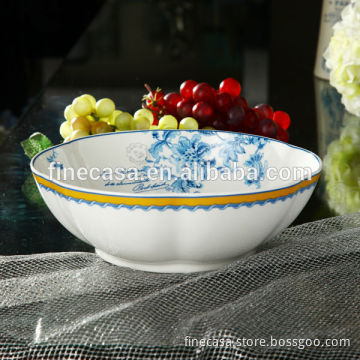 9 Inches Elegant Fine New Bone China Ceramic Decorative Fruit Bowl of New Classic
